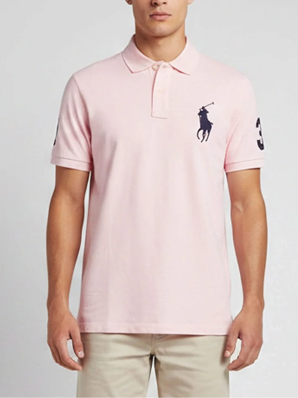 Ralph Lauren Men's Pink Polo with Navy Big Pony